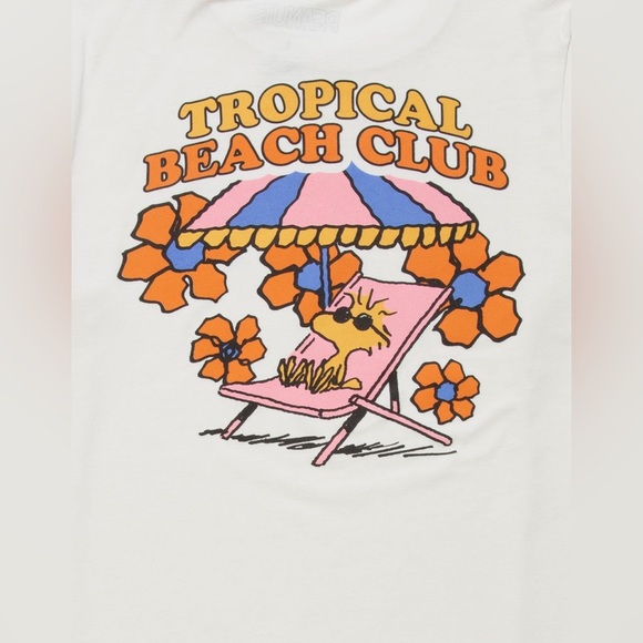Peanuts Snoopy 100% Cotton Tropical Beach Club T-Shirt - Picture 4 of 13